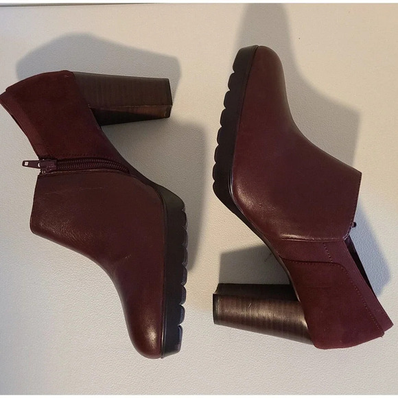 BELLA VITA MAROON LEATHER SUEDE ANKLE BOOTS SIDE ZIP WOMEN'S US SZ 9.5 - Picture 6 of 9